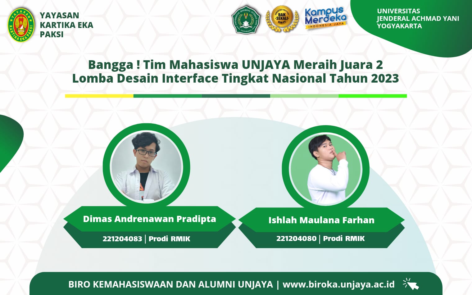 Thumbnail SELAMAT & SUKSES MAHASISWA UNJAYA MERAIH JUARA 2 DALAM LOMBA DESAIN INTERFACE TINGKAT NASIONAL TAHUN 2023